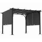 Outsunny - Pergola rétractable 10 pi l x 10 pi L - UPF50+ pergola de jardin extérieure-Pergola de 10 po x 10 po avec auvent coulissant crée un espace spacieux et confortable
