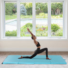 Soozier - Tapis De Gymnastique Pliant 4 pi L x 8 pi L x 2 po P - Tapis D’Exercice Avec Poignées De Transport - Bleu Clair-Mousse EPE écologique ferme à haute densité de 2 po d'épaisseur pour un confort et une durabilité ultimes  