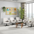 Homy Casa -  Chaise de bureau de conférence pivotante rembourrée avec accoudoirs - Beige-Base stable : Base en croix offrant un soutien fixe et stable