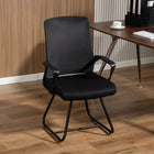 HOMCOM - Fauteuil d'accueil avec support lombaire et sans roulettes - noir-Dossier en maille respirante qui améliore la circulation de l'air et vous garde au frais 