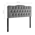 Modway - Annabel Touffe de diamant Performance Velvet Tête de lit Queen, Gris-Sellerie en velours en polyester