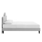 Modway - Soleil Performance Velvet Lit Queen, Gris clair-Pieds en bois noir effilés