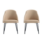 Manhattan Comfort - Lot de 2 chaises de salle à manger modernes Gracie 61,5 cm, revêtement similicuir, coloris beige et noir-Chaise de salle à manger moderne pour salle à manger et usage de travail lot de 2