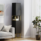 Kleankin - Armoire colonne de salle de bain autoportante 67 po H - noir-Conception anti-basculement et patins antidérapants pour plus de sécurité et de stabilité 