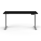 Humanscale - Table assis-debout eFloat Go 2.0 - 30 po x 58 po - surface stratifiée noire/piètement argenté-Le cadre extensible convient aux surfaces de travail de 48 à 72 po de largeur et de 24 à 30 po de profondeur. Le réglage est simple et fluide