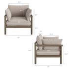 Modway - Eleni Terrasse extérieure Bois de teck Fauteuil - Caillou-Quatre coussins en mousse pare-soleil