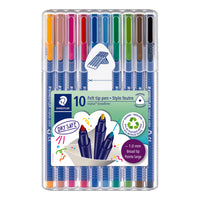 Staedtler - Feutres Triplus Broadliner – 1,0 mm – couleurs assorties – paquet de 10-Pointe large