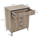 Manhattan Comfort - Dumbo table de chevet moderne, commode et commode haute 5 tiroirs - gris rustique - ensemble de 3-Pieds en métal doré élégants évasés ajoutant un design mode sans couture et de la durabilité Hauteur des pieds : 18,6 cm