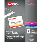 Avery - Cartons pour insignes, laser/jet d'encre, 4 po l x 3 po H, paquet de 300 (5392)-Cartons pour insignes d'identification Avery pour des résultats professionnels au bout des doigts