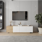 Nexera - Meuble TV Riva, 72 po, Érable naturel et blanc-Artisanat canadien : Conçu et fabriqué au Canada, notre meuble TV démontre unengagement envers la conscience environnementale. Il est fabriqué à partir depanneaux de particules et de MDF certifiés CARB II/FSC, constituant ainsi un ajoutdurable et respectueux de l'environnement. L'assemblage est requis