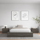 Nexera - Lit Plateforme Queen James en Chêne Gris-Fonctionnalité Pratique : Des bordures extra-larges offrant un style moderne et des espaces pratiques pour les livres ou les appareils