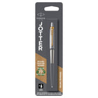 Parker − Stylo à gel Jotter − acier inoxydable avec bordure dorée − pointe moyenne − encre noire-Découvrez un stylo icônique rempli d’encre-gel uniformément lisse, précise et colorée : Les stylos d’encre en gel Jotter de PARKER.