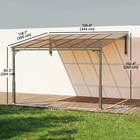 Outsunny - Pergola d’extérieur 11 pi l x 10 pi L - toit rigide adossé mural - brun-Le toit en PC de 7 mm bloque les rayons UV pour une utilisation extérieure plus sûre