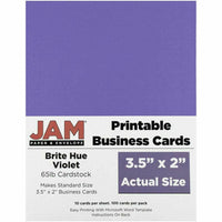 JAM Paper - Cartes de visite imprimables, 3-1/2 po x 2 po, violet violet, paquet de 100-Couleur: Violet Violet