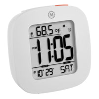 Marathon - Réveil compact Cl030058wh avec température et date, 3 x 3 x 1 po, blanc-Blanc/plastique