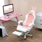 HOMCOM - Chaise de gamer inclinable avec repose-pieds - rose-Repose-pieds rétractable pour reposer les jambes et gagner de la place hors usage