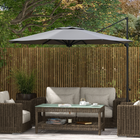 Outsunny - Parasol déporté avec rotation à 360° et manivelle - 10 pi - gris-Le auvent pivote à 360 degrés pour vous couvrir toute la journée