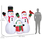Outsunny - Bonhomme de neige gonflable de Noël 2 - 4 m - décoration d'extérieur familiale - blanc-Comprend six piquets, deux cordons coulissants et deux sacs de sable pour le garder ancré les nuits venteuses 