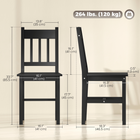HOMCOM - Chaises de cuisine avec dossier à lattes en pin et structure en bois - noir - paquet de 2-Fabriqué en bois de pin : solide et résistant, avec un revêtement de peinture protecteur 