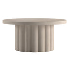 Hudson&Canal - Table basse ronde cannelée Olie - 32 po l - Blanc aulne-Un design contemporain d'inspiration scandinave pour votre salon, votre bureau et plus encore