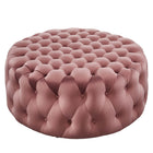 Modway - Amour Gros rond à boutons touffés Performance Velvet Ottoman - Rose poussiéreuse-Ottoman à accents à boutons touffés