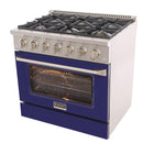 Kucht - 36 po Série KNG Cuisinière Pro Style au gaz propane - Acier inoxydable/Bleu-Les brûleurs étanches facilitent le nettoyage de la cuisinière