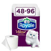 Royale - Velour papier hygiénique, 48 rouleaux-Le papier hygiénique Royale Velour est maintenant plus doux. Pour améliorer votre expérience, nous avons ajouté plus de douceur Velour dans chaque rouleau