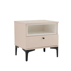 Manhattan Comfort - Lot de 2 tables de chevet modernes Amara 39,4" - Rose pâle et blanc-Hauteur des pieds : 15 cm