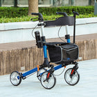 HOMCOM - Déambulateur pliant à roues 9 po avec grand siège - bleu-Dispose d'un réglage de la hauteur à 8 niveaux par simple pression 