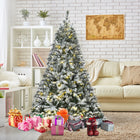 HOMCOM - Sapin de Noël artificiel floqué de neige de 1 - 8 m à LED blanc chaud-Ouvrir automatiquement les pointes de branches pour gagner du temps d'assemblage 