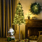 HOMCOM - Sapin de Noël artificiel 6' enneigé avec lumières LED-Il est peu probable que les branches ignifuges prennent feu ou causent de graves dommages domestiques  