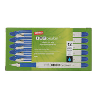 Staples - Stylos à bille Icebreaker - 1,0 mm - bleu - paquet de 12-Excellente valeur