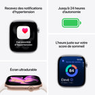 Apple - Watch Series 11 - 42 mm - GPS - Boîtier en aluminium Noir de jais avec Bracelet sport Noir, M / G-Mince et légère, Apple Watch Series 11 se porte confortablement jour et nuit pour suivre vos données importantes, que vous soyez en train de vous entraîner ou même de dormir