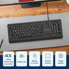 Delton - Clavier KB20 à grandes touches avec rétroéclairage, noir-Les touches aux caractères agrandis et rétroéclairées améliorent la visibilité et facilitent la saisie, ce qui rend ce clavier idéal pour les personnes âgées ou celles qui ont une faible acuité visuelle