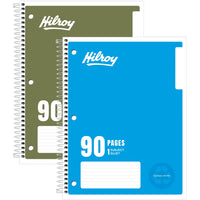 Hilroy - Cahier de notes 1 sujet, 10-1/2 po x 8 po, variés, 90 pages-Couverture avant et arrière avec contenu recyclé post-consommation de 100 %