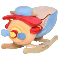 Qaba - Cheval à bascule bébé design avion peluche rembourré - rouge-Balançoire douce et robuste avec siège en peluche intégré pour un bercement en douceur 