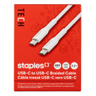 Staples - TECH Câble de chargement USB-C vers USB-C - 3,3 pi - 480Mbps - blanc-Câble de chargement USB-C vers USB-C de 3,3 pi (1 m) qui transfère les données à des vitesses allant jusqu’à 480 Mb/s
