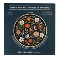 General Supply Goods + Co - Trousse de broderie – 7,87 po x 7,87 po — Fleurs et oiseaux-Le thème floral comprend diverses fleurs, plantes et oiseaux chanteurs