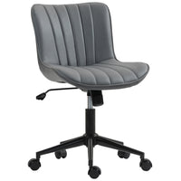 HOMCOM - Chaise d’ordinateur pivotante à 360-degrés sans accoudoirs - gris foncé-Tissu microfibre respirant et résistant avec mousse haute densité pour un confort frais