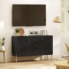 HOMCOM - Buffet moderne 47,2 po L avec rangement - noir-Structure en panneaux de particules et MDF avec cinq pieds en acier, supporte jusqu’à 207 lb (94 kg) 
