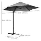 Outsunny - Parasol déporté 8,5 pi avec rotation à 360°, gris foncé-Rotation à 360 degrés pour une couverture complète de l’ombre  
