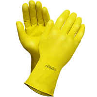 Ronco - Gants latex moyen, jaune, paquet de 12-Conforme au contact alimentaire Résistant aux produits chimiques et aux solvants