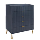 Manhattan Comfort - Dumbo commode moderne et commode haute 5 tiroirs - bleu minuit - ensemble de 2-Garantie limitée du fabricant de 30 jours