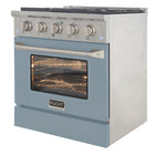 Kucht - 30 po Série KNG Cuisinière Pro Style au gaz propane - Acier inoxydable/Bleu pâle-Les brûleurs étanches facilitent le nettoyage de la cuisinière