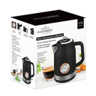 JS Gourmet - Bouilloire électrique en acier inoxydable 1,7 L, collection Retro Rosewood - Noir-Corps en acier inoxydable
