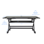 Rocelco - Ensemble de rehausseur de bureau de luxe à hauteur ajustable de 46" et support au sol - Noir-RÉGLAGE DE LA HAUTEUR RAPIDE, FACILE ET STABLE AVEC EVR CONCEPTION DE LA GAMME VERTICALE AMÉLIORÉE: Cadre en métal robuste avec poignée latérale facile à saisir et assistance à piston à gaz, peut monter et descendre jusqu'à 45 livres avec un réglage en hauteur continu de 34" à 49" au-dessus du sol afin d'optimiser la position de travail ergonomique pour les personnes de la plupart des hauteurs. Le mouvemen