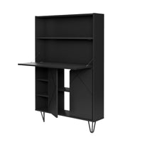 Nexera - Bureau mural Slim, Noir-Pouvant aussi être utilisé comme bar, ce meuble offre une porte à rabat au style moderne servant de surface de travail lorsque ouverte. Permet de dissimuler de façon discréte les fils et autres accessoires lorsque la porte à rabat est fermée