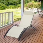 Outsunny - Chaise longue inclinable de patio avec dossier réglable beige-Conception à lattes permettant à l'eau de pluie de s'écouler rapidement, facile à entretenir