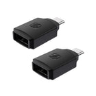 Scosche StrikeLine Adaptateur USB-C vers USB-A  Adapter - Noir - Paquet de 2-Utilisez-le avec un câble pour charger des smartphones, des ordinateurs portables, des tablettes, des écouteurs, des caméras d'action, des systèmes de jeu portables ou d'autres appareils USB-C ou pour transférer des données entre des appareils USB-A vers USB-C tels que des photos, de la musique, des fichiers et plus encore.