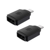 Scosche StrikeLine Adaptateur USB-C vers USB-A  Adapter - Noir - Paquet de 2-Utilisez-le avec un câble pour charger des smartphones, des ordinateurs portables, des tablettes, des écouteurs, des caméras d'action, des systèmes de jeu portables ou d'autres appareils USB-C ou pour transférer des données entre des appareils USB-A vers USB-C tels que des photos, de la musique, des fichiers et plus encore.